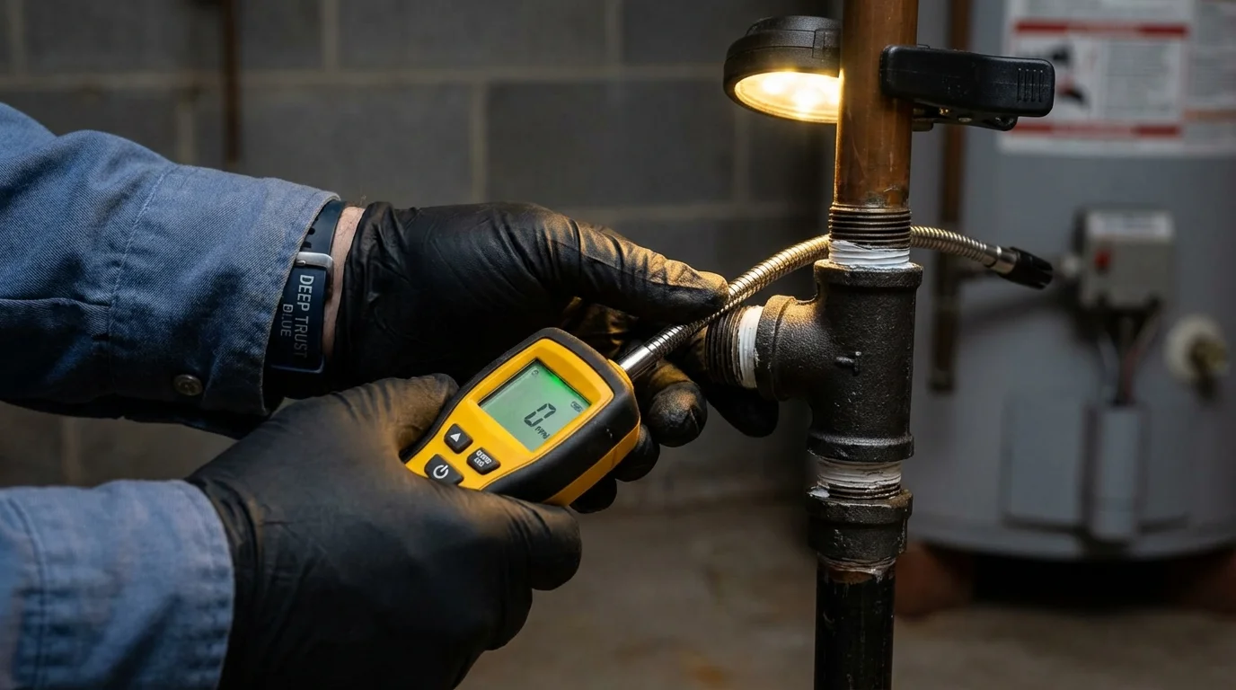 Gas leak detection with electronic sniffer by Johns Plumbing LLC in Crestview