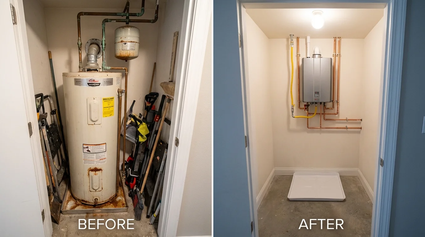 Tank water heater versus wall-mounted tankless unit comparison for Crestview, FL homeowners